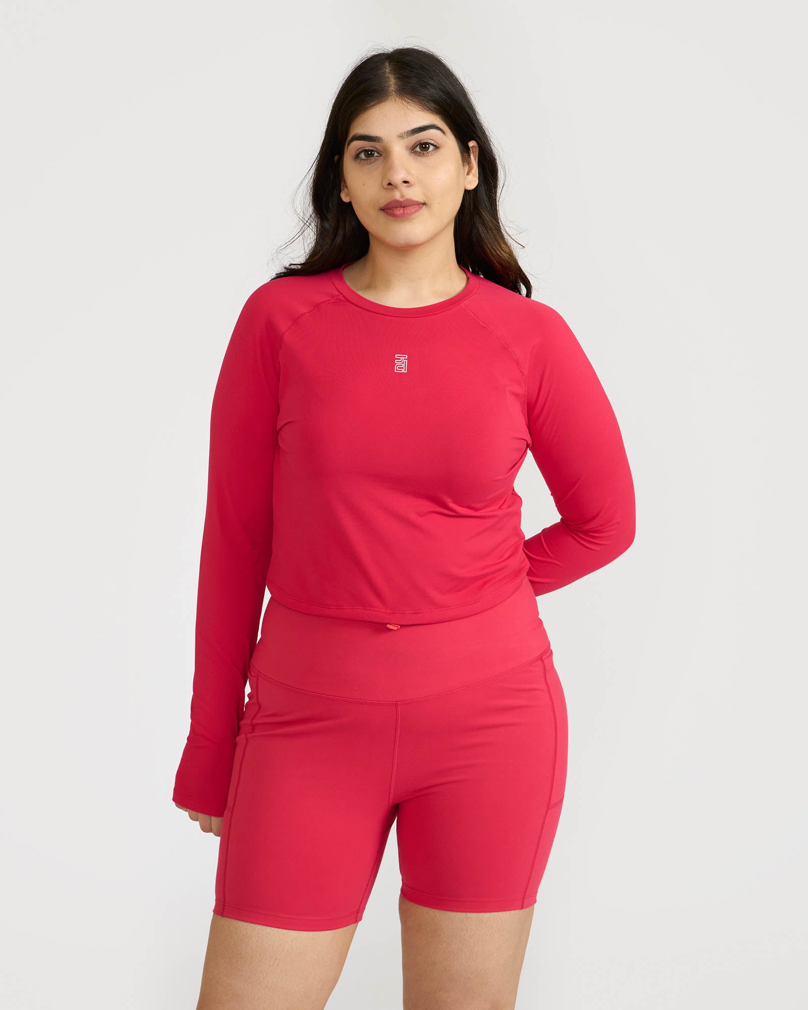 Zen Cycling Shorts & Full Sleeve Crop top Co-ord set