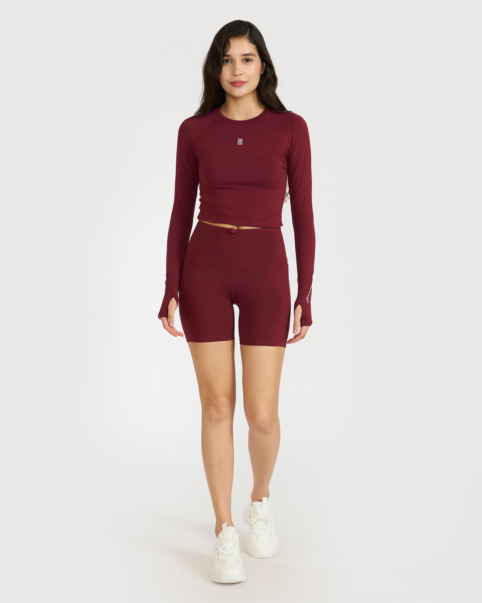 Zen Cycling Shorts & Full Sleeve Crop top Co-ord set
