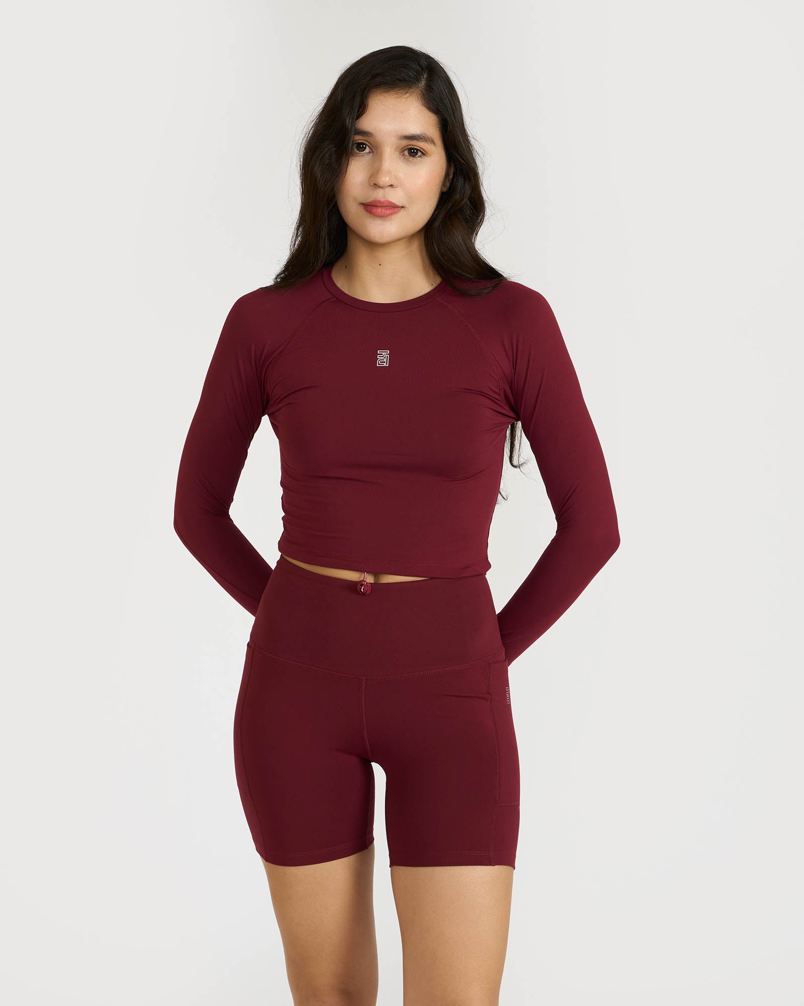 Zen Cycling Shorts & Full Sleeve Crop top Co-ord set