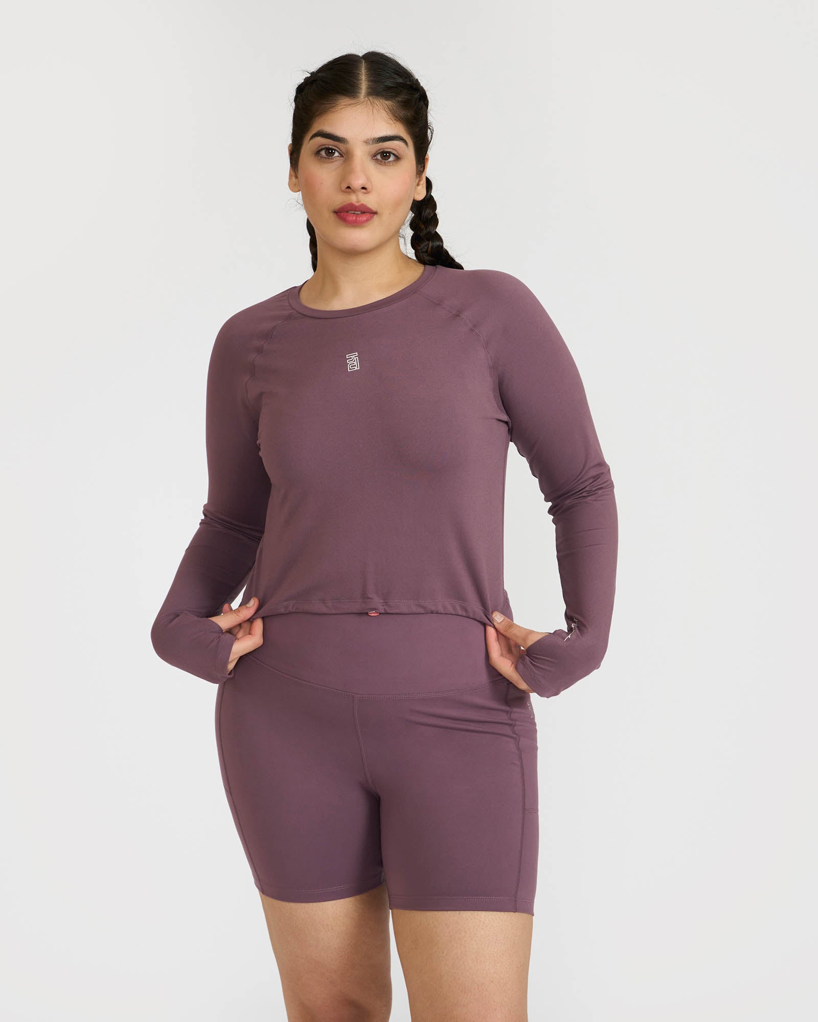 Zen Cycling Shorts & Full Sleeve Crop top Co-ord set