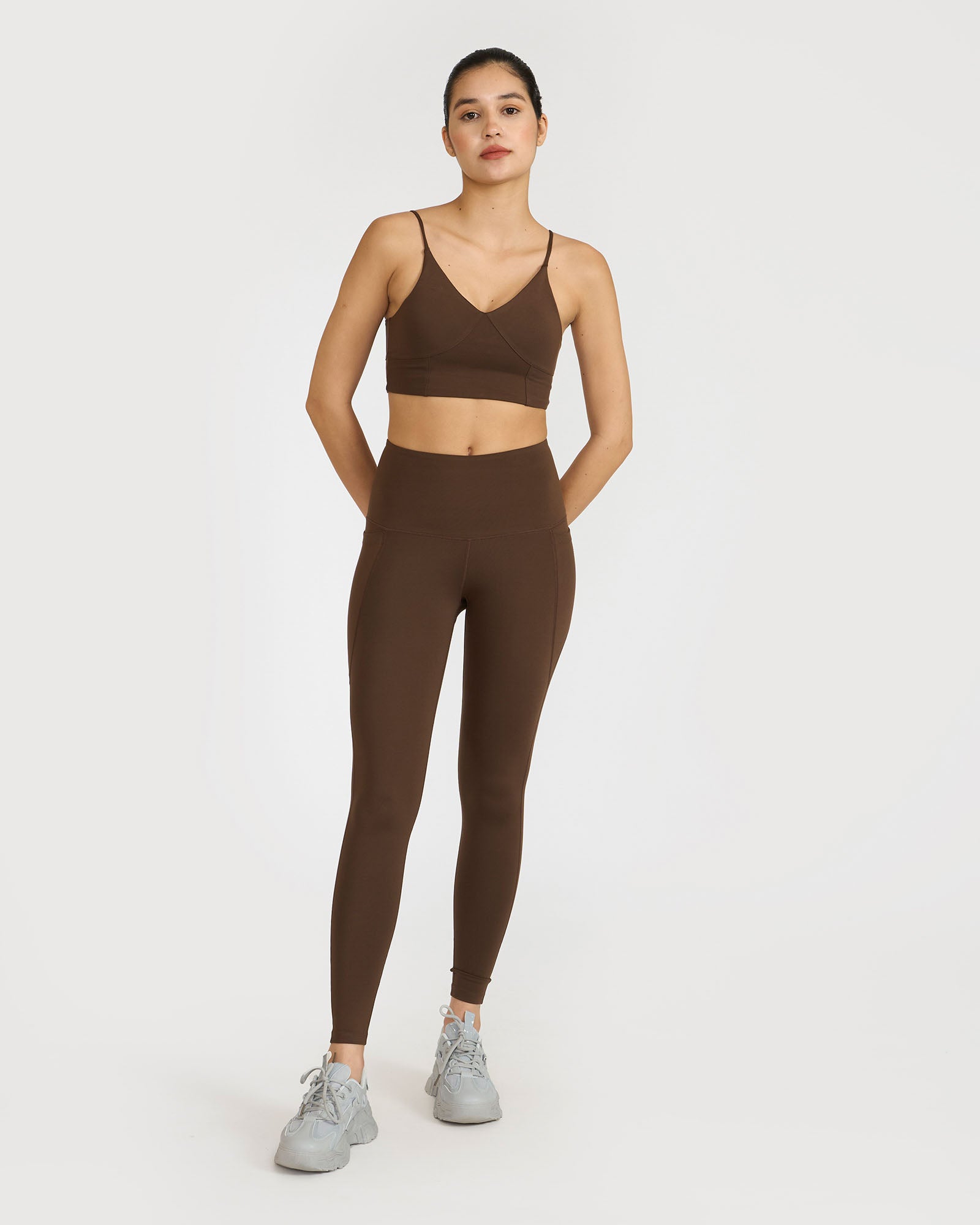 Zen Ankle Length Leggings and Padded V Neck Sports Bra Co-ord Set