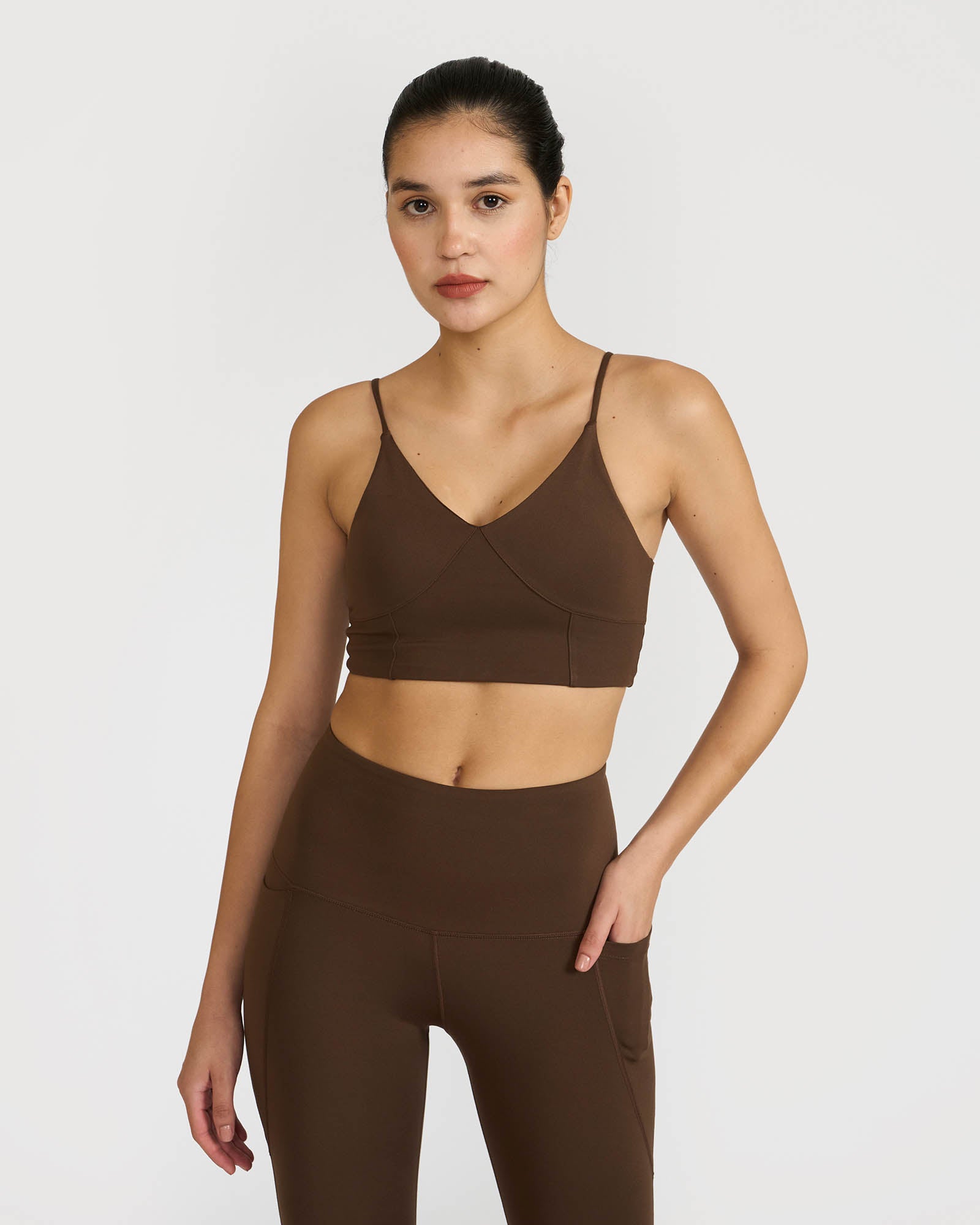 Zen Seamless Leggings and Padded V Neck Sports Bra Co-ord Set