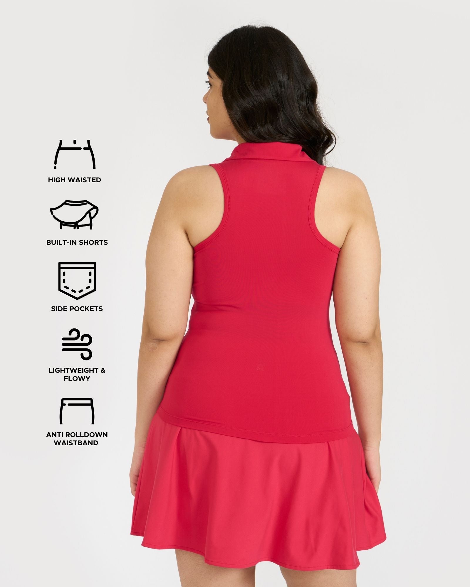 Zen Polo Neck Top with In-built sports bra & Cheerful Skorts Co-Ord Set
