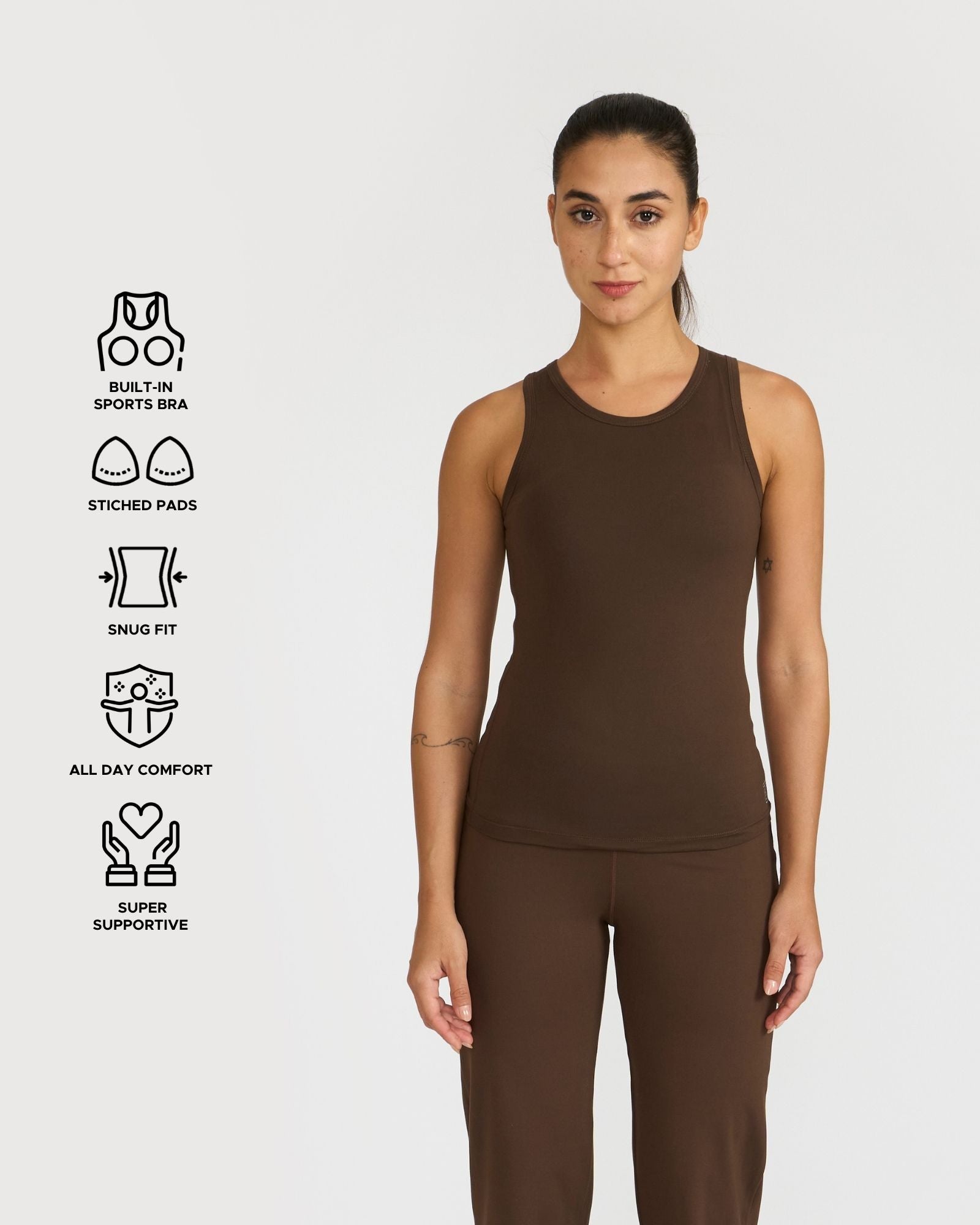 Zen tank top with in-built sports bra