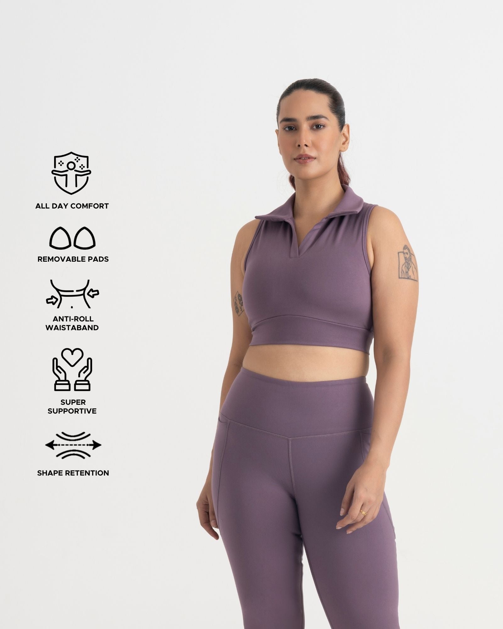 Zen Flare Pants and Polo-Neck 2-in-1 Crop Top Co-ord Set