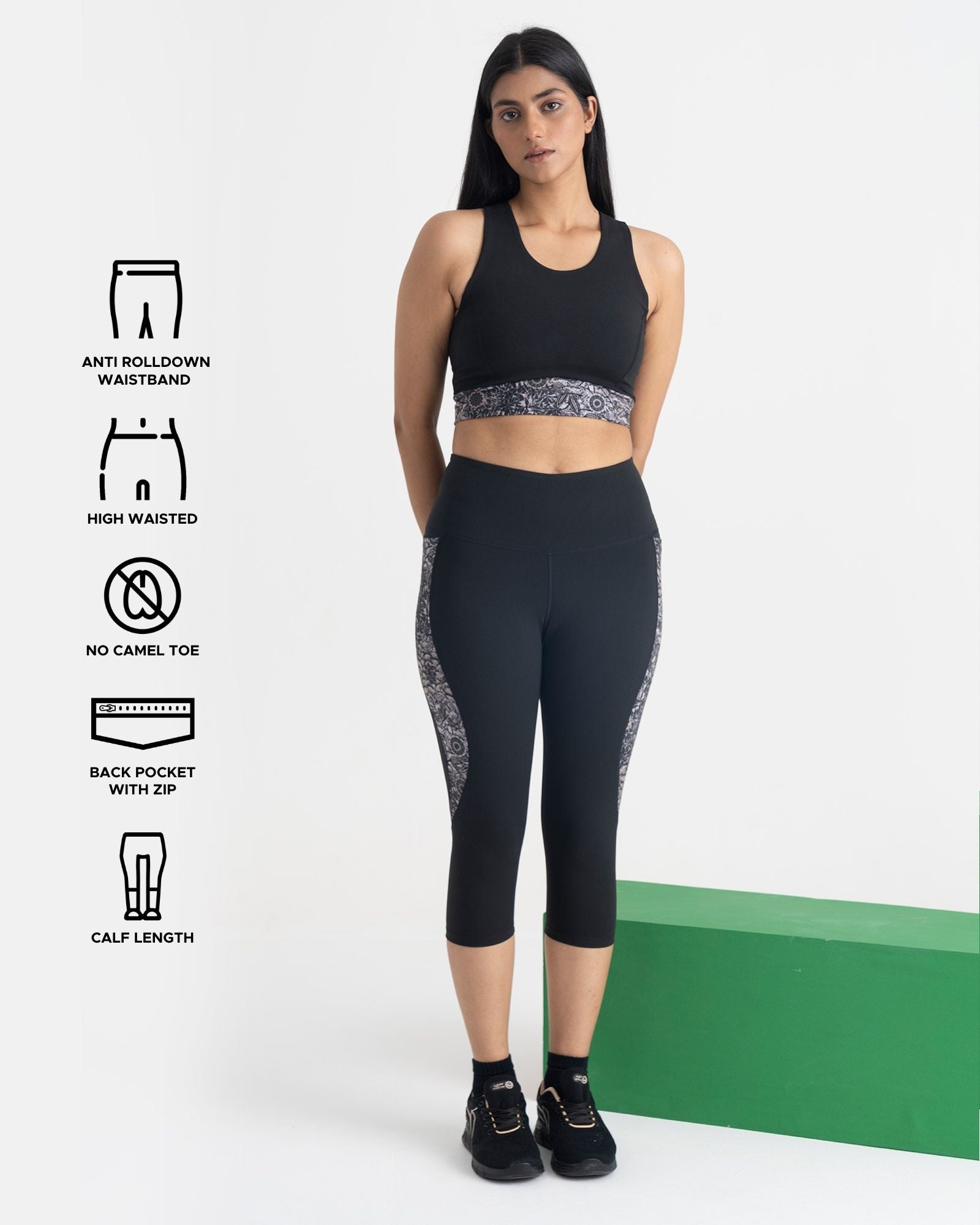Majestic Flora Capris and 2-in-1 Crop Top Co-ord Set