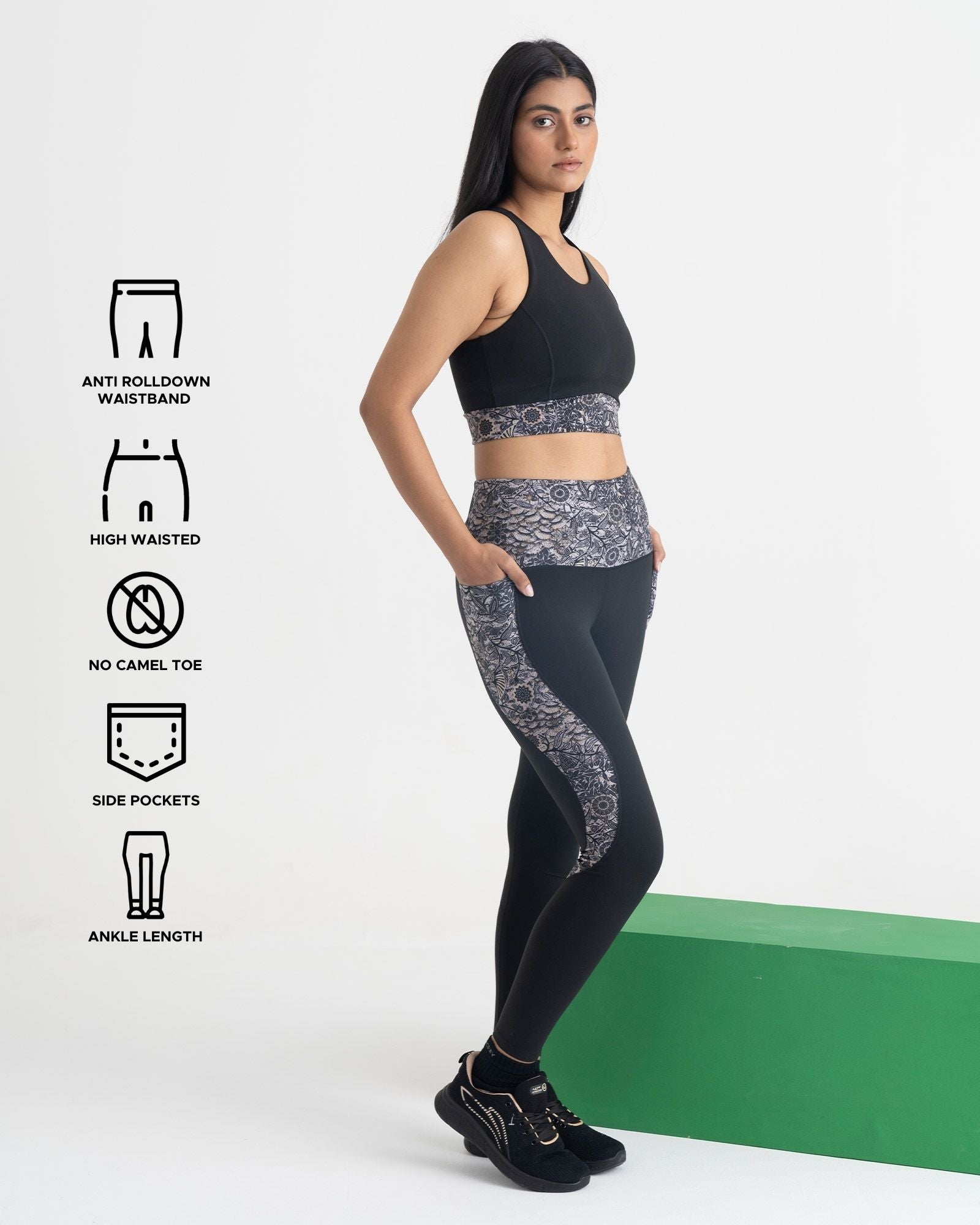 Majestic Flora 7/8 Leggings and 2-in-1 Crop Top Co-ord Set