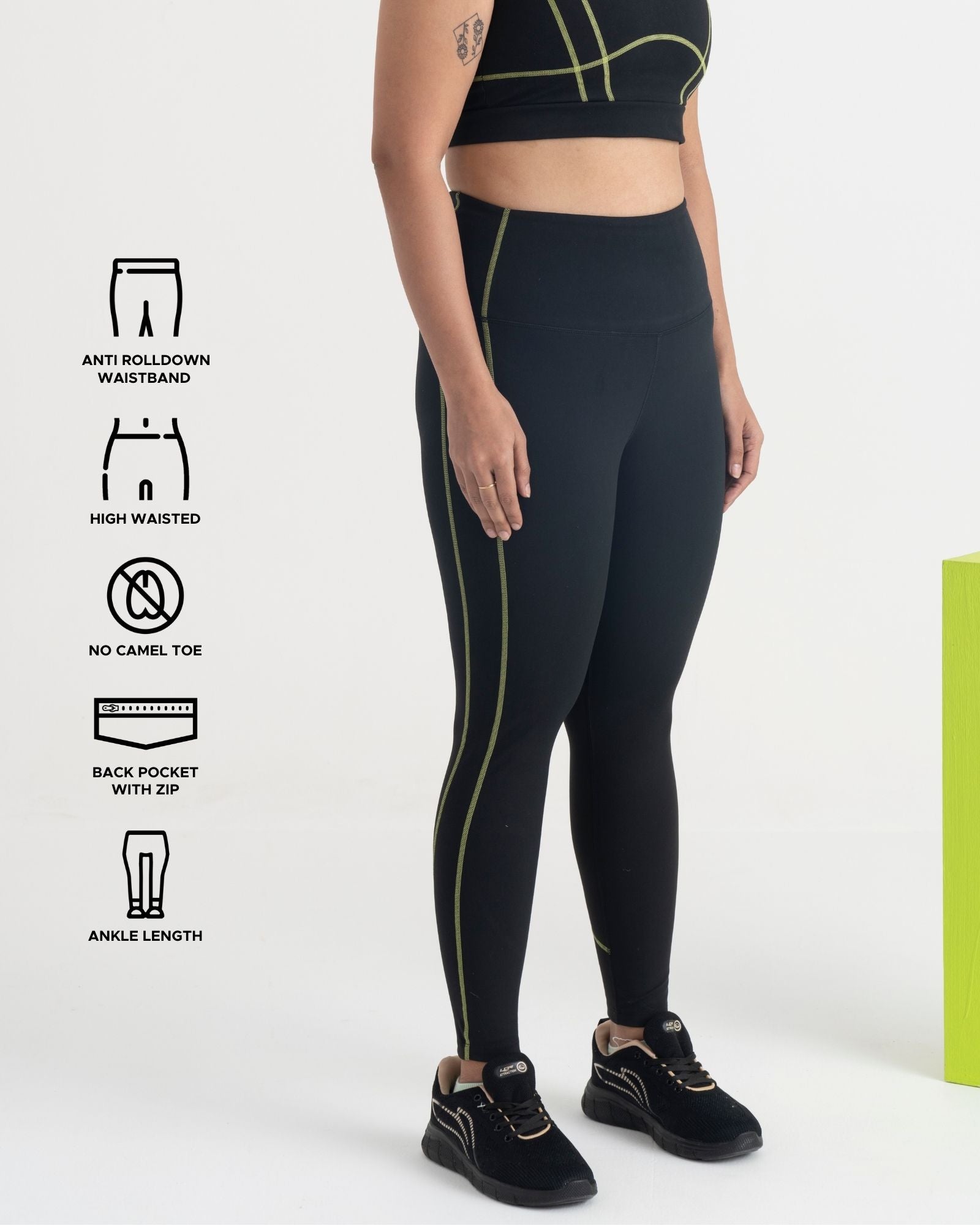 Yin Yang 7/8 Leggings and 2-in-1 Crop Top Co-ord Set
