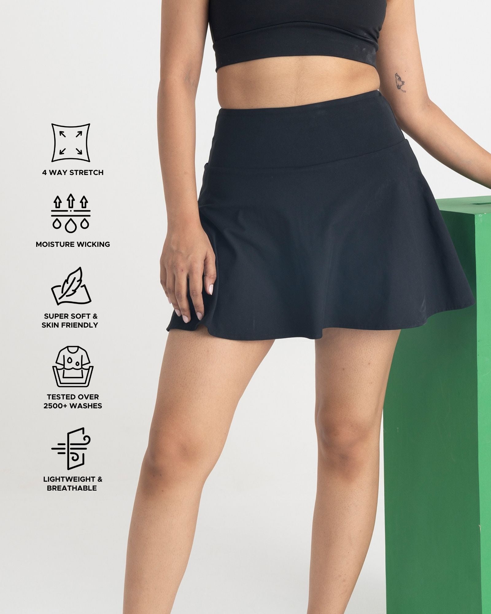 Zen Cheerful Skort and Polo-Neck 2-in-1 Crop Top Co-ord Set