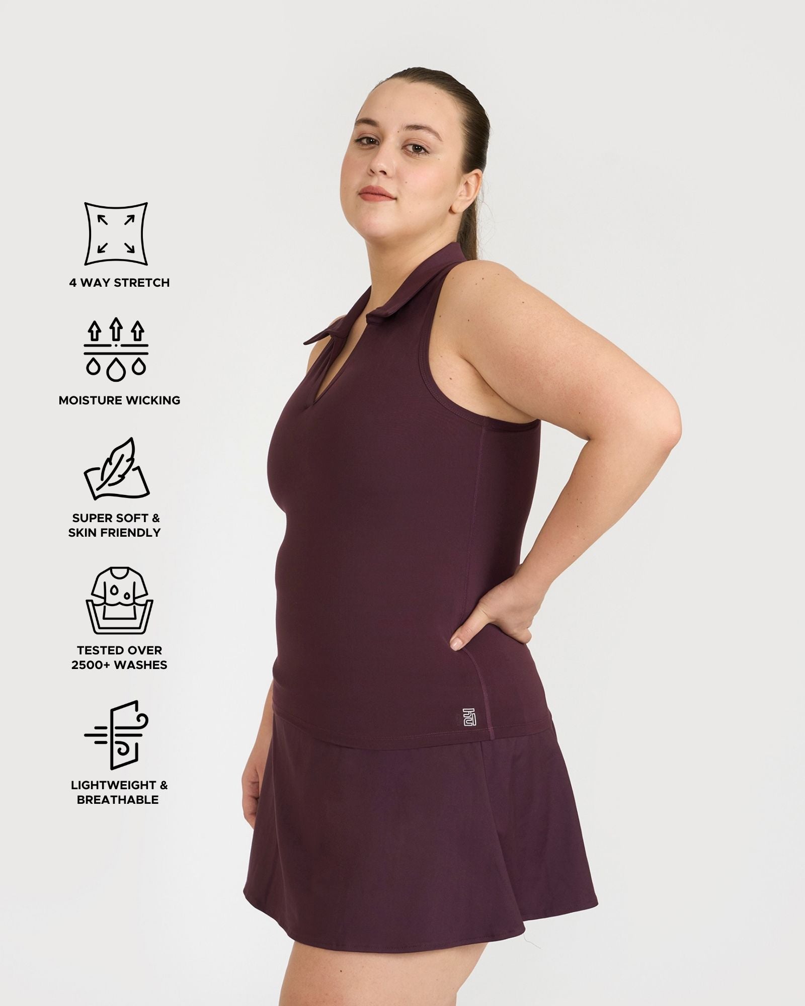 Zen Polo Neck Top with In-built sports bra & Cheerful Skorts Co-Ord Set