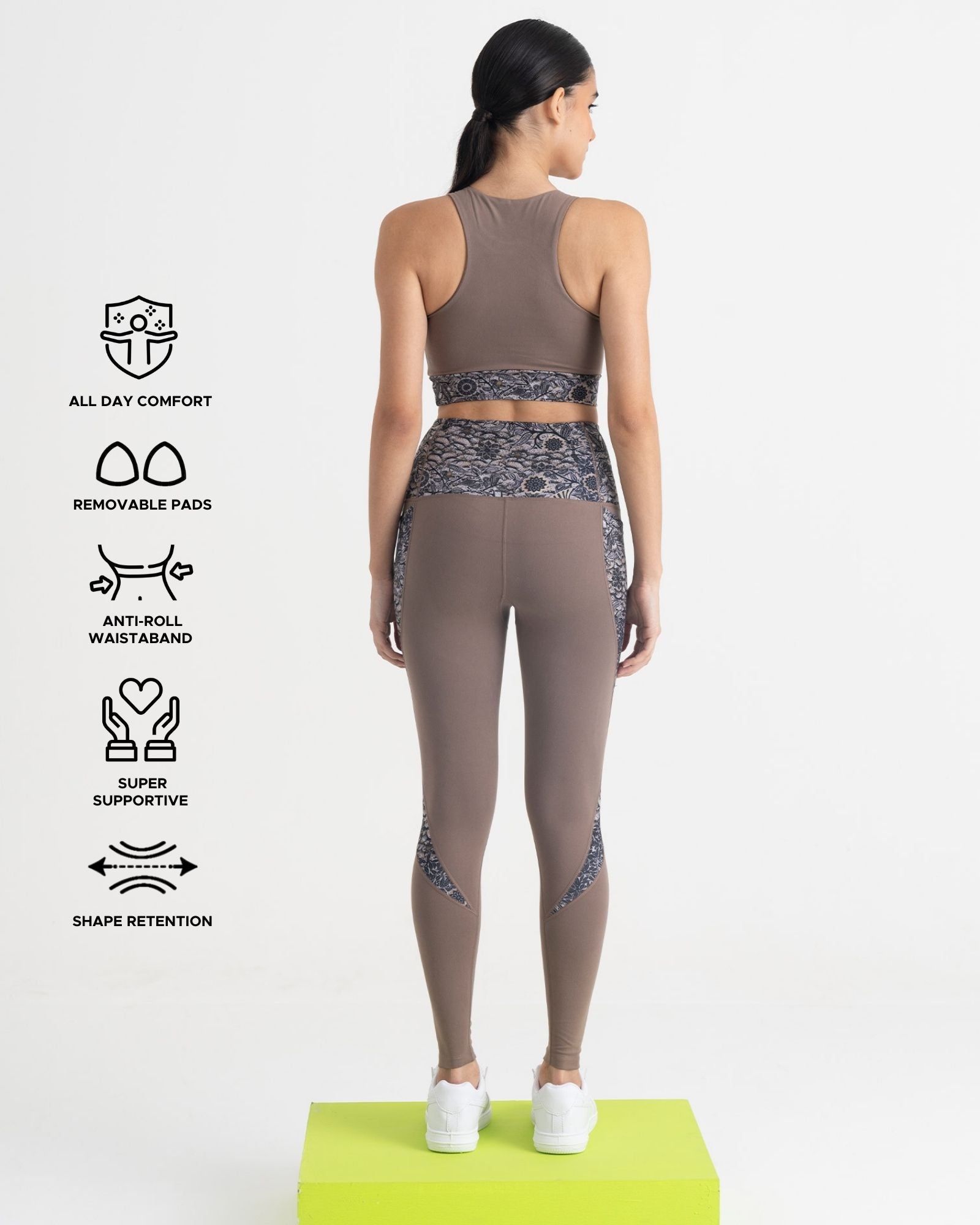 Majestic Flora 7/8 Leggings and 2-in-1 Crop Top Co-ord Set