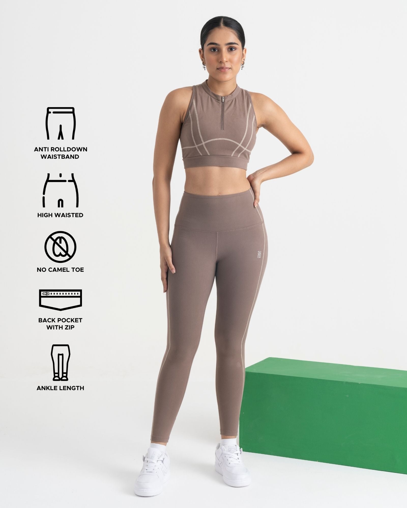 Yin Yang 7/8 Leggings and 2-in-1 Crop Top Co-ord Set