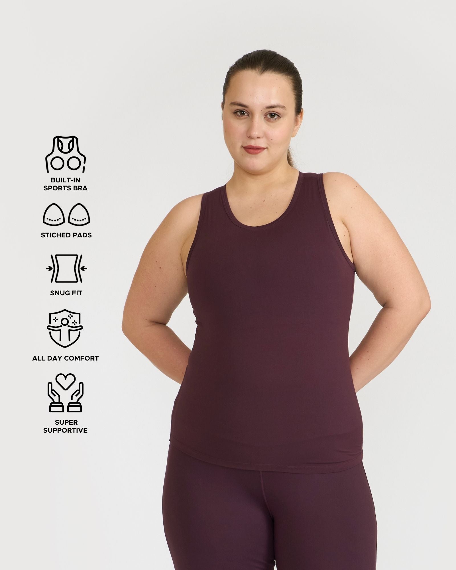 Zen tank top with in-built sports bra