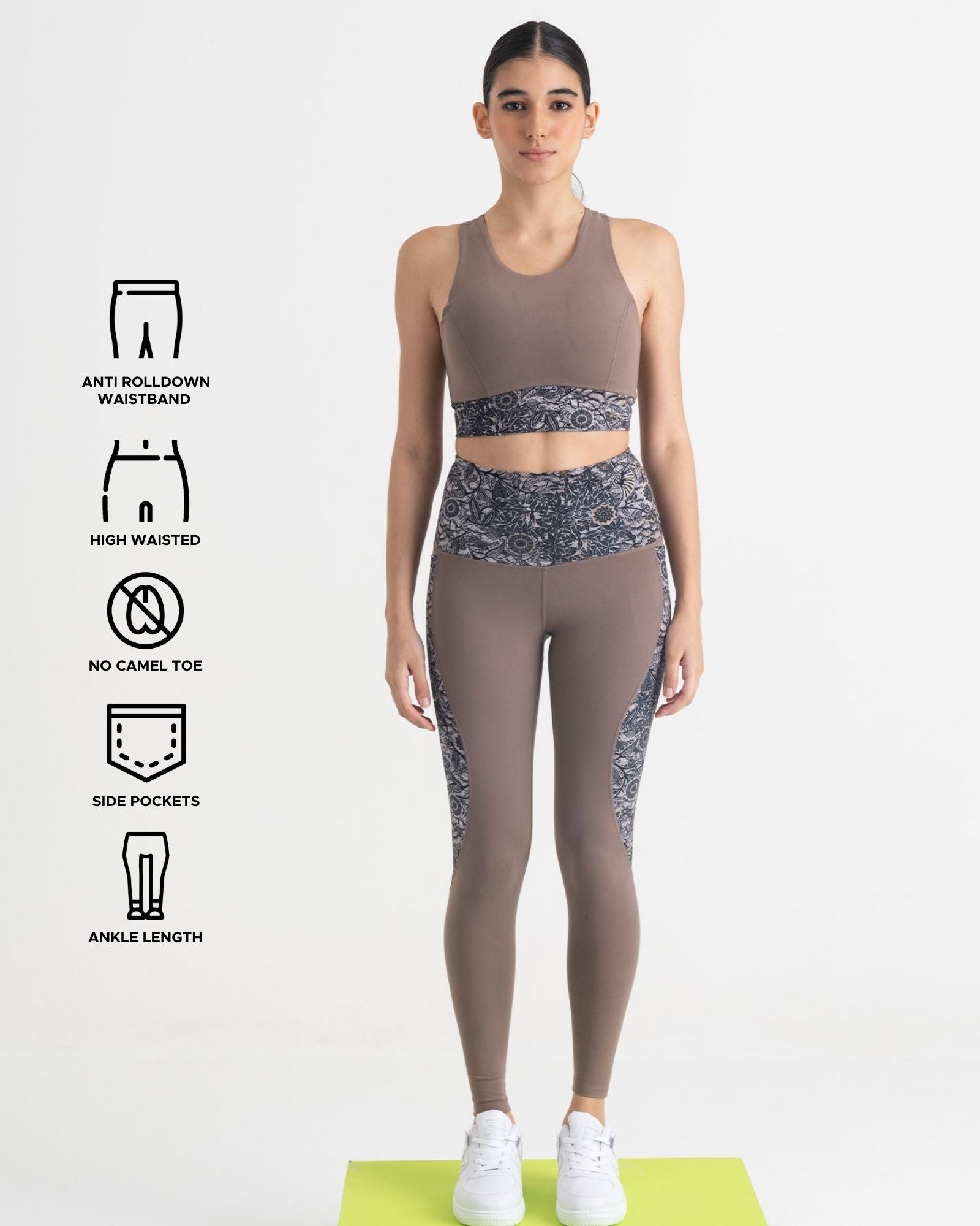Majestic Flora 7/8 Leggings and 2-in-1 Crop Top Co-ord Set