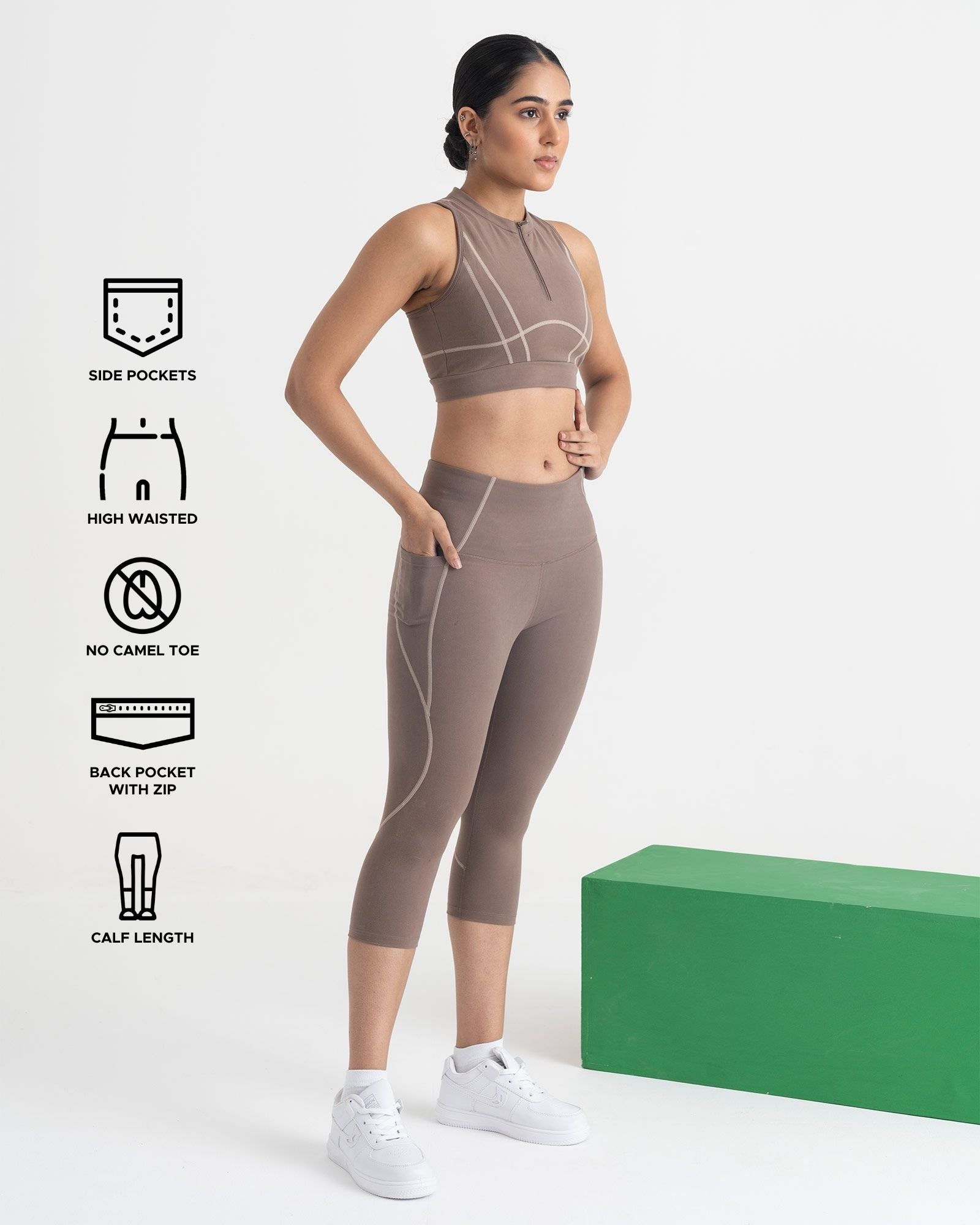 Yin Yang 3/4 Leggings and 2-in-1 Crop Top Co-ord Set