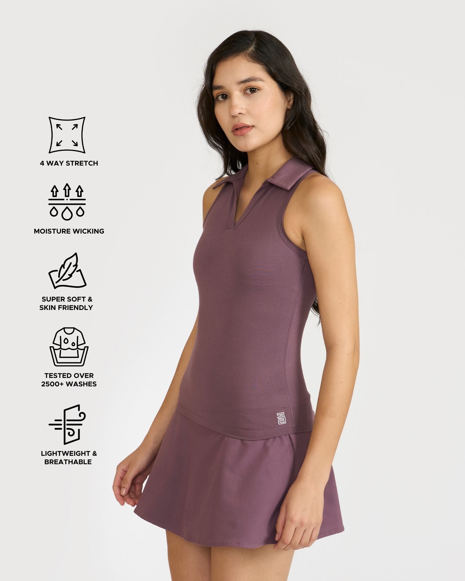 Zen Polo Neck Top with In-built sports bra & Cheerful Skorts Co-Ord Set