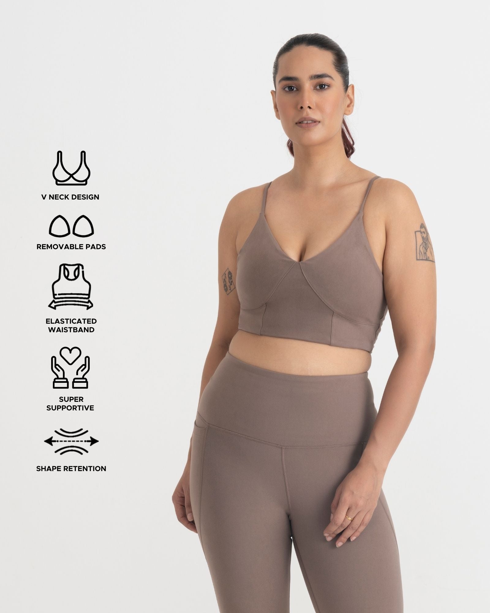 Zen Ankle Length Leggings and Padded V Neck Sports Bra Co-ord Set