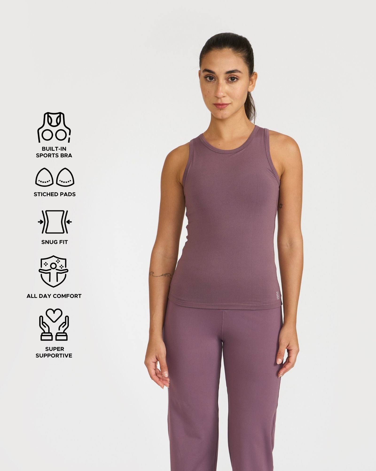 Zen tank top with in-built sports bra