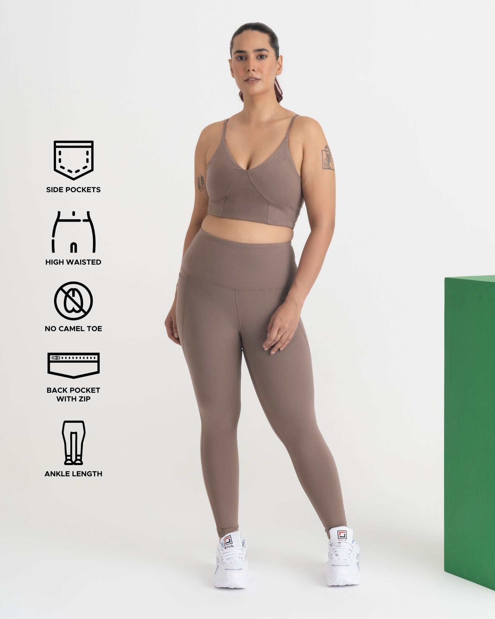 Zen Ankle Length Leggings and Padded V Neck Sports Bra Co-ord Set