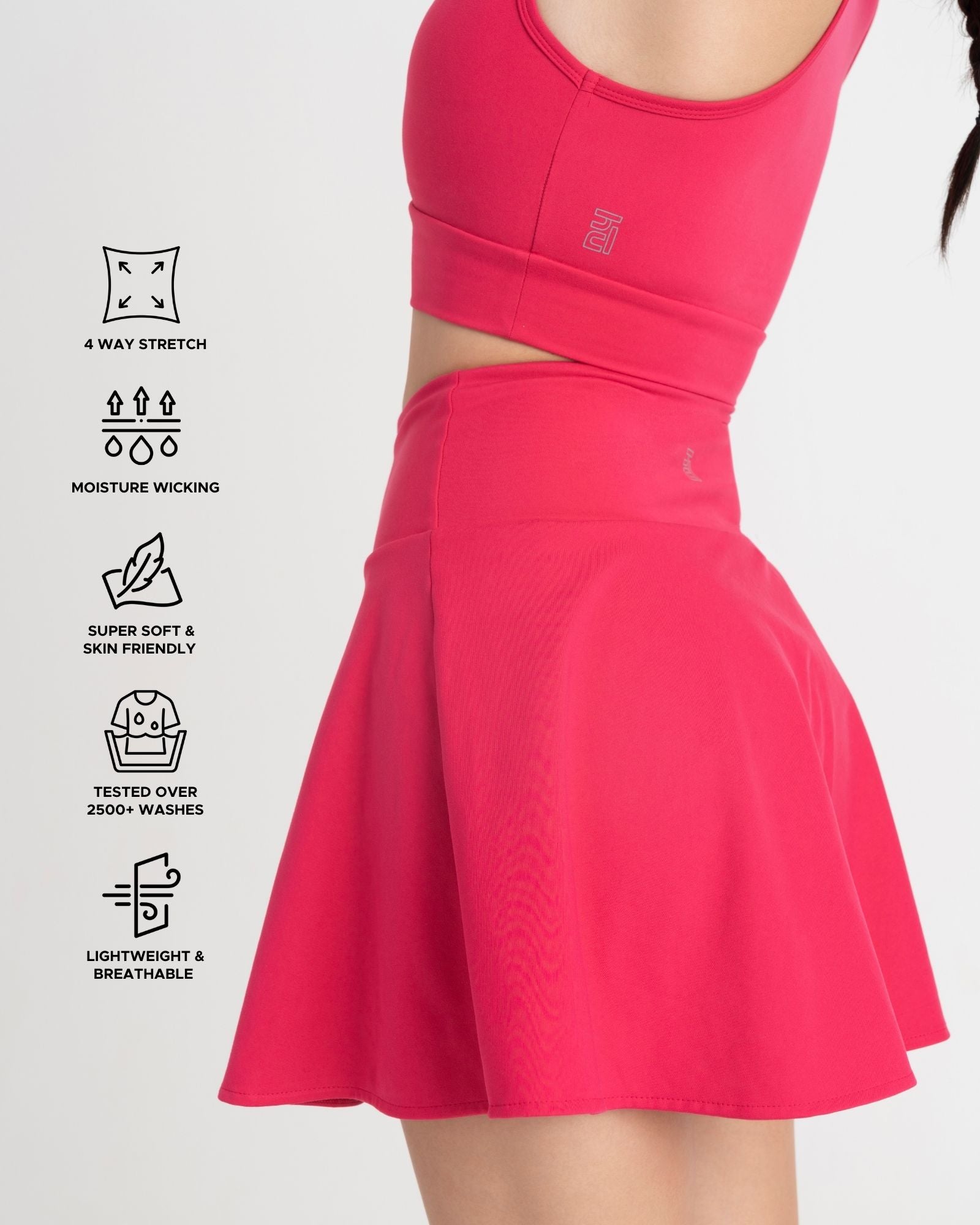 Zen Cheerful Skort and Polo-Neck 2-in-1 Crop Top Co-ord Set