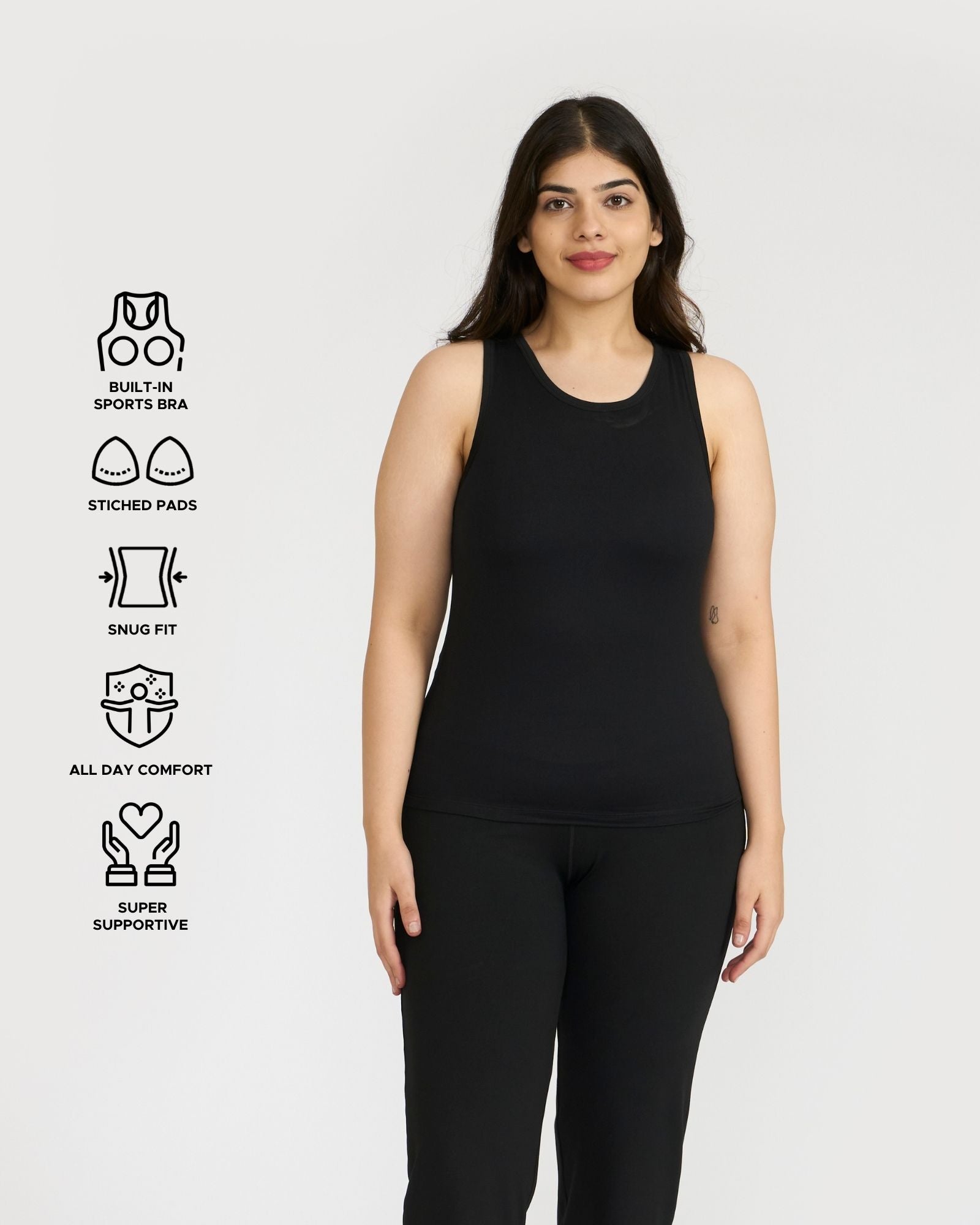 Zen tank top with in-built sports bra