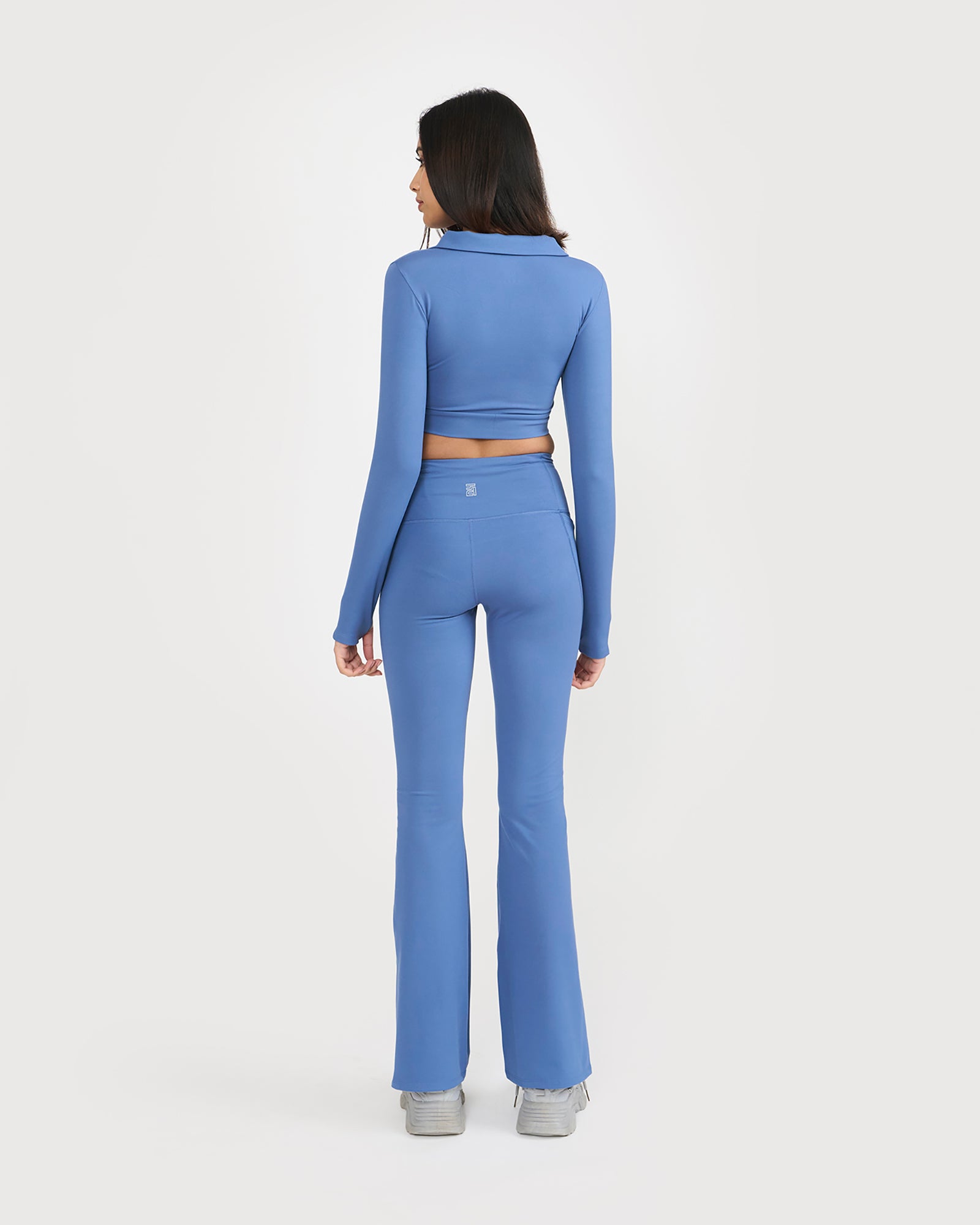 Zen Full Sleeve Polo Neck 2-in-1 Crop Top with Flare Pants Co-ord Set