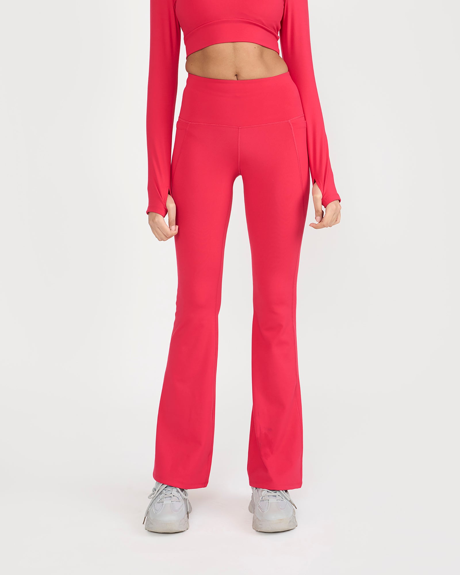 Zen Full Sleeve Polo Neck 2-in-1 Crop Top with Flare Pants Co-ord Set