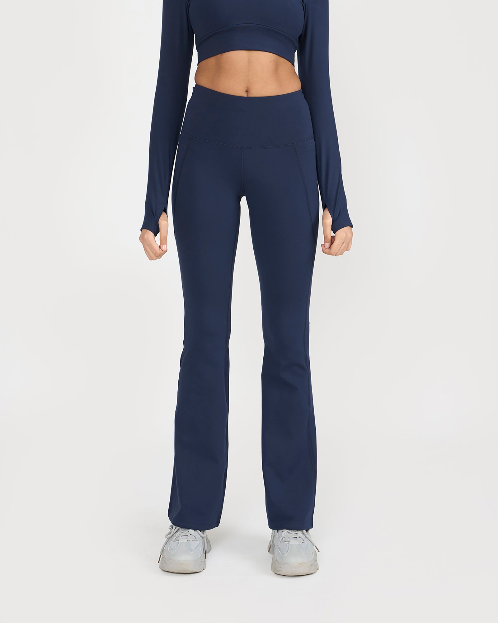 Zen Full Sleeve Polo Neck 2-in-1 Crop Top with Flare Pants Co-ord Set
