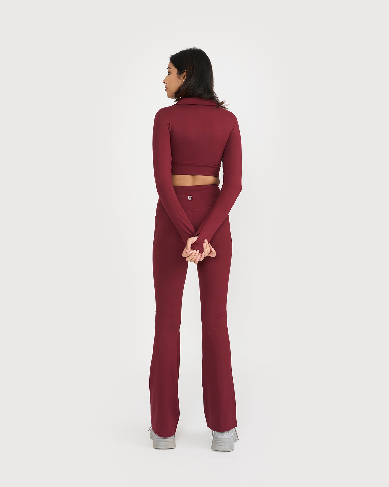 Zen Full Sleeve Polo Neck 2-in-1 Crop Top with Flare Pants Co-ord Set