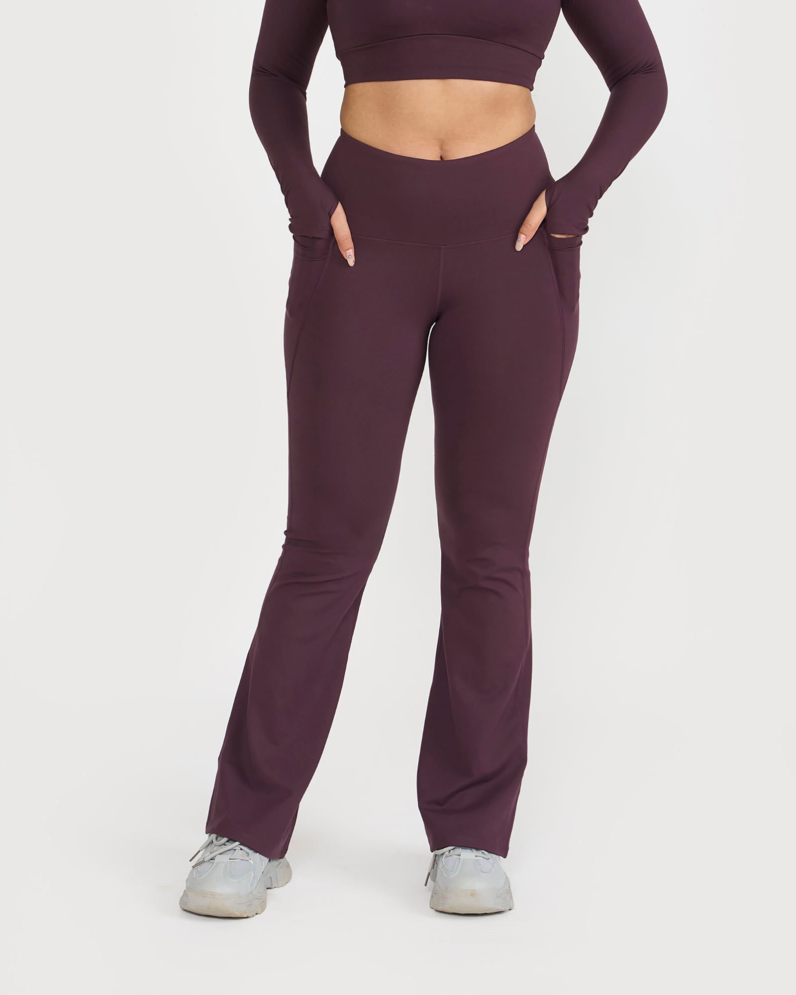 Zen Full Sleeve Polo Neck 2-in-1 Crop Top with Flare Pants Co-ord Set
