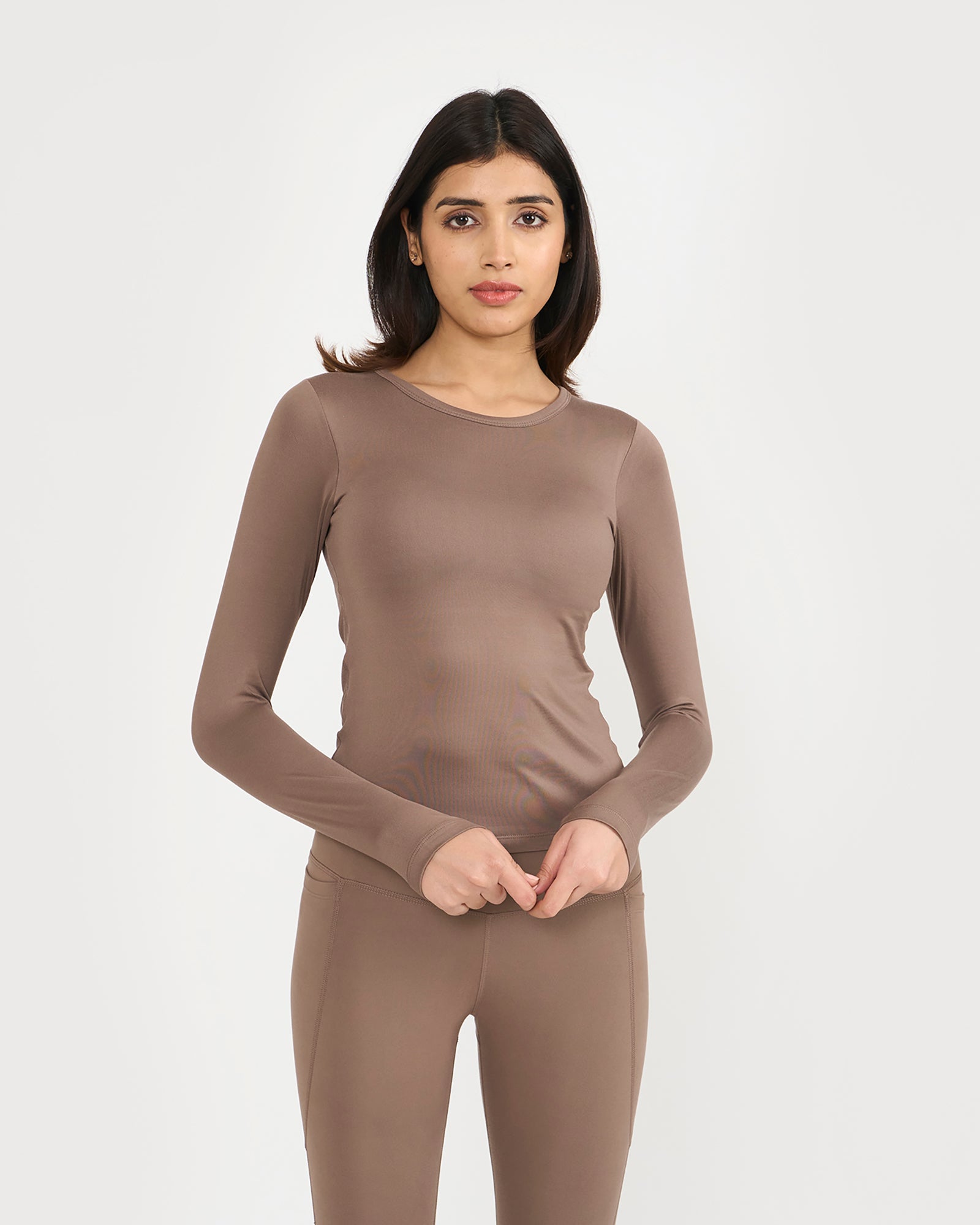 Zen Full Sleeves Top with In-built Sports Bra & Ankle Length Leggings Co-ord Set