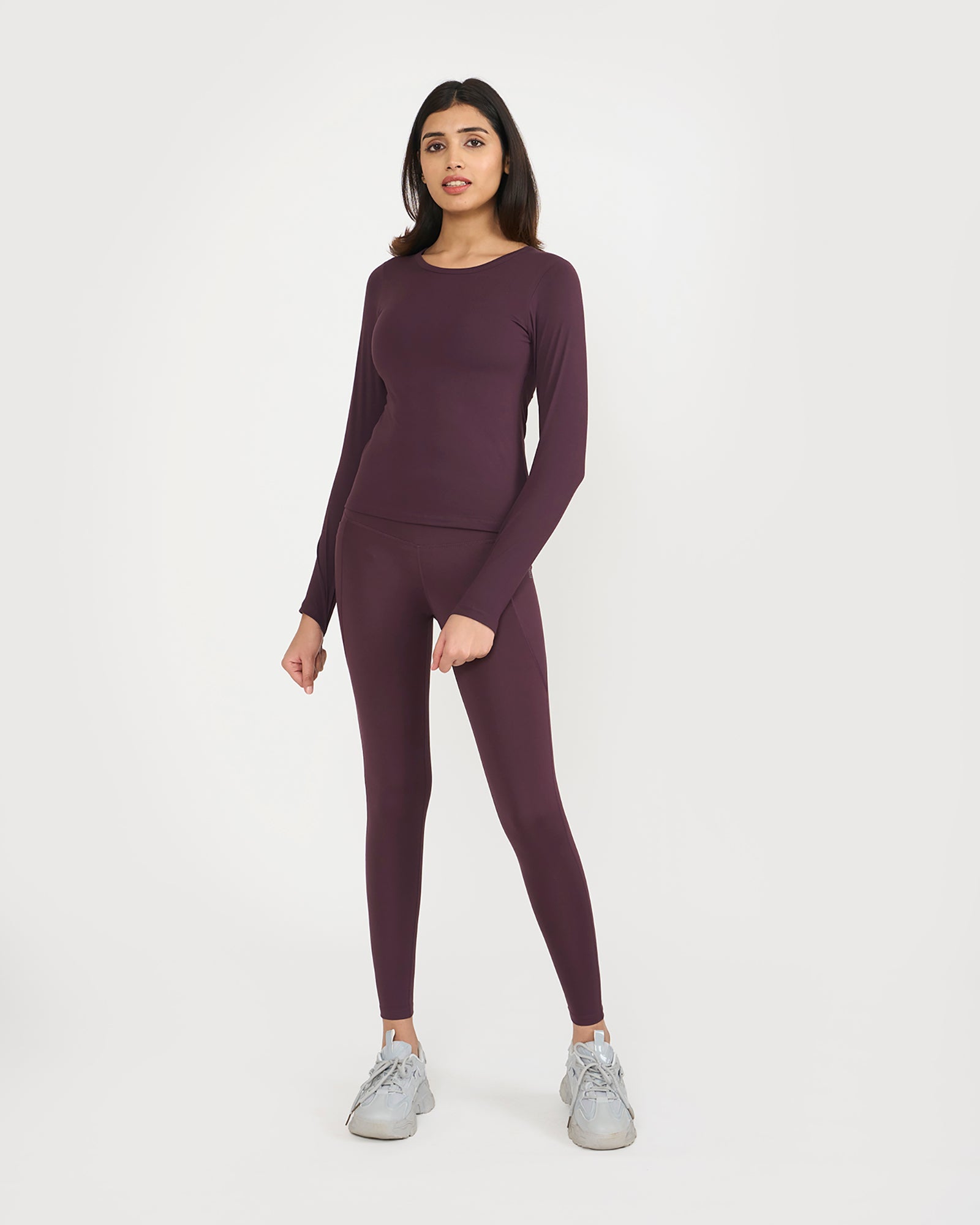 Zen Full Sleeves Top with In-built Sports Bra & Ankle Length Leggings Co-ord Set