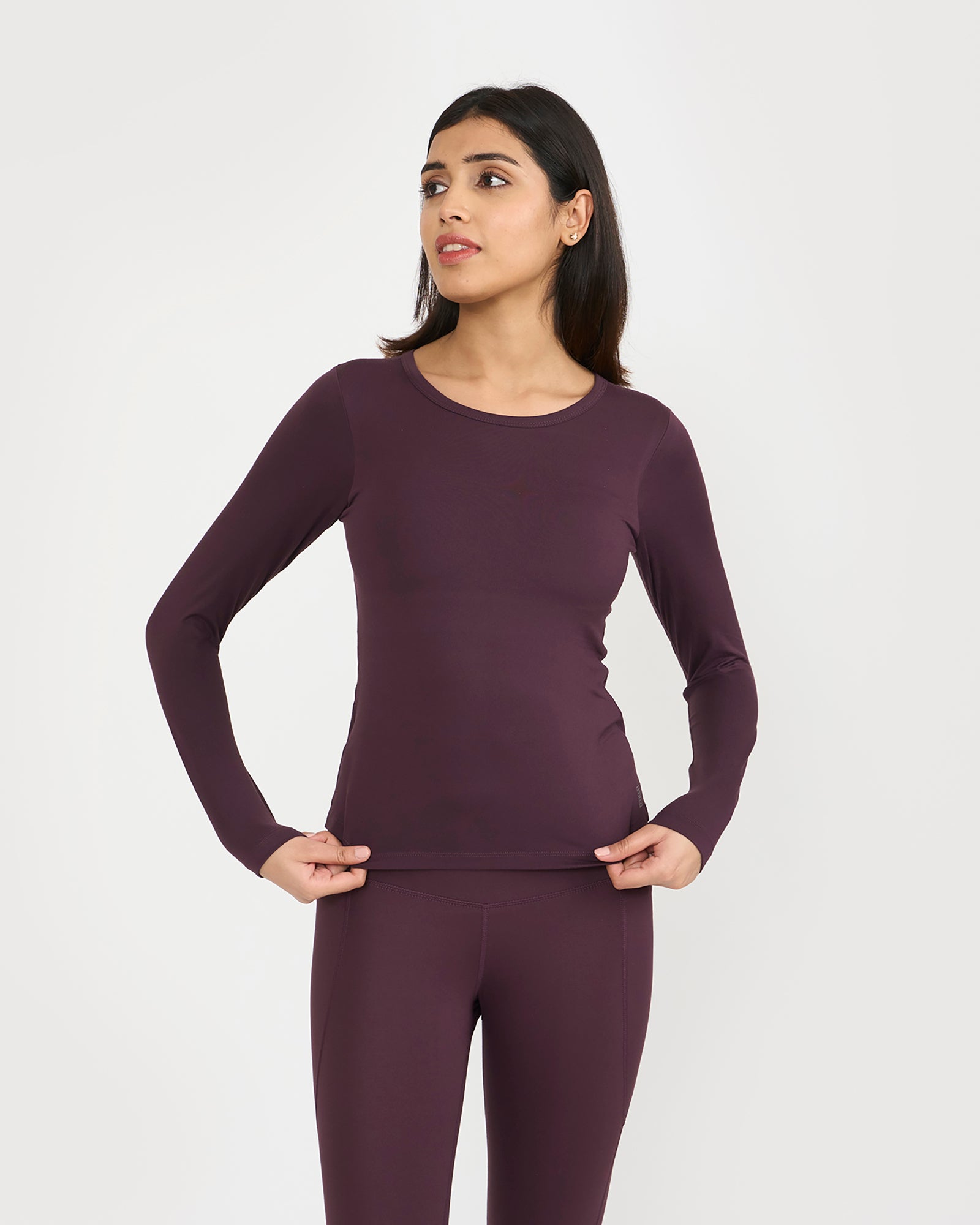 Zen Full Sleeves Top with In-built Sports Bra & Ankle Length Leggings Co-ord Set