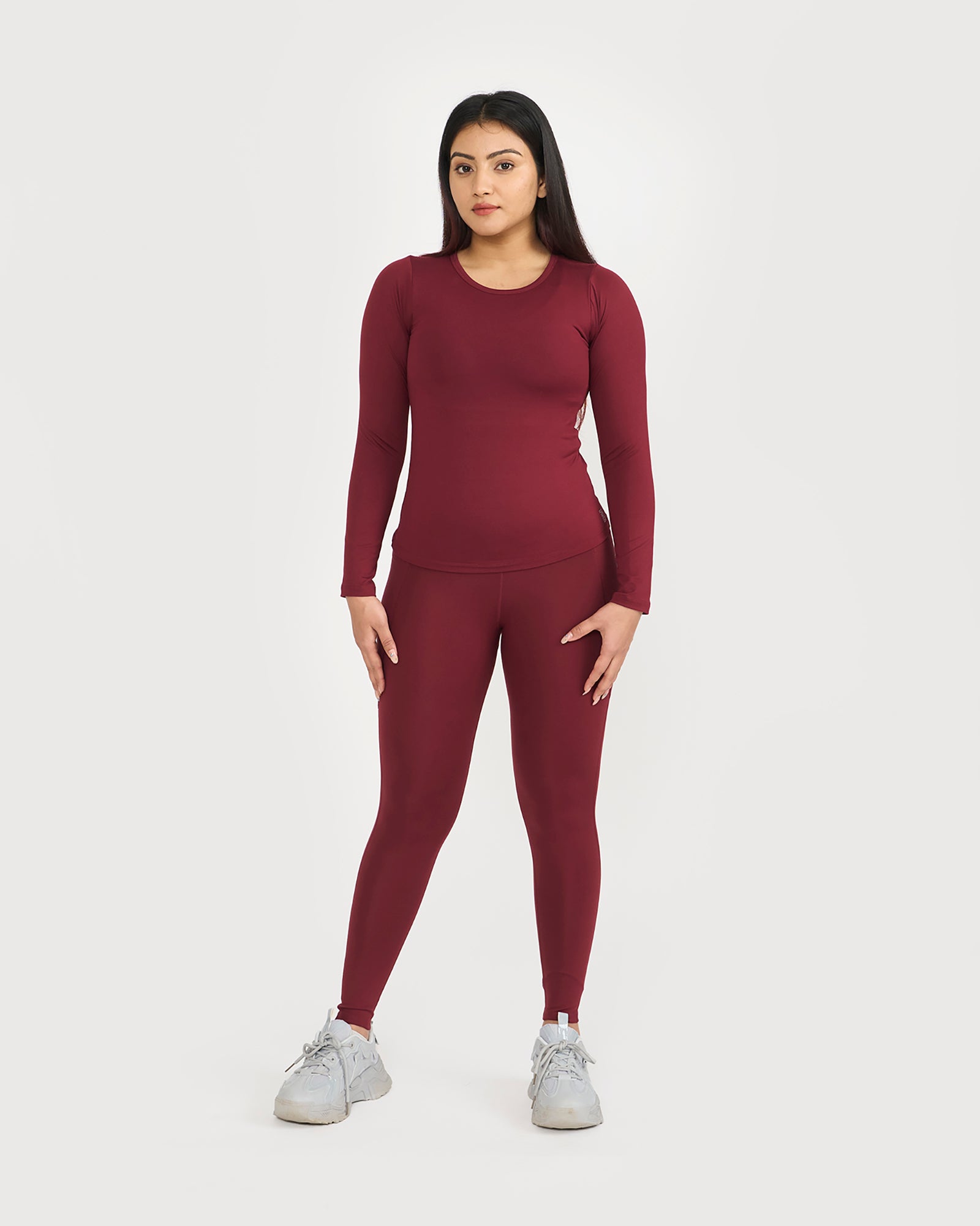 Zen Full Sleeves Top with In-built Sports Bra & Ankle Length Leggings Co-ord Set
