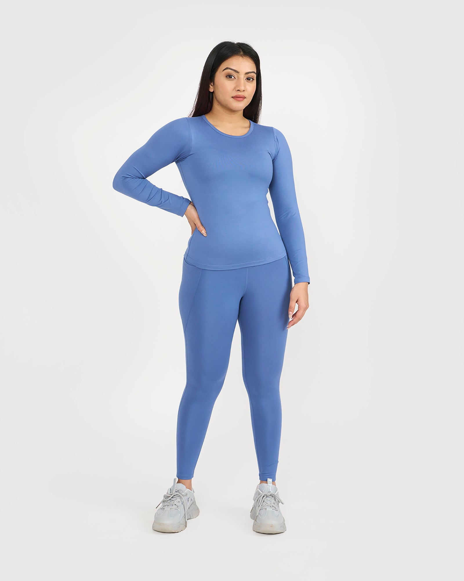 Zen Full Sleeves Top with In-built Sports Bra & Ankle Length Leggings Co-ord Set