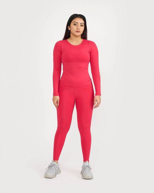 Zen Full Sleeves Top with In-built Sports Bra & Ankle Length Leggings Co-ord Set