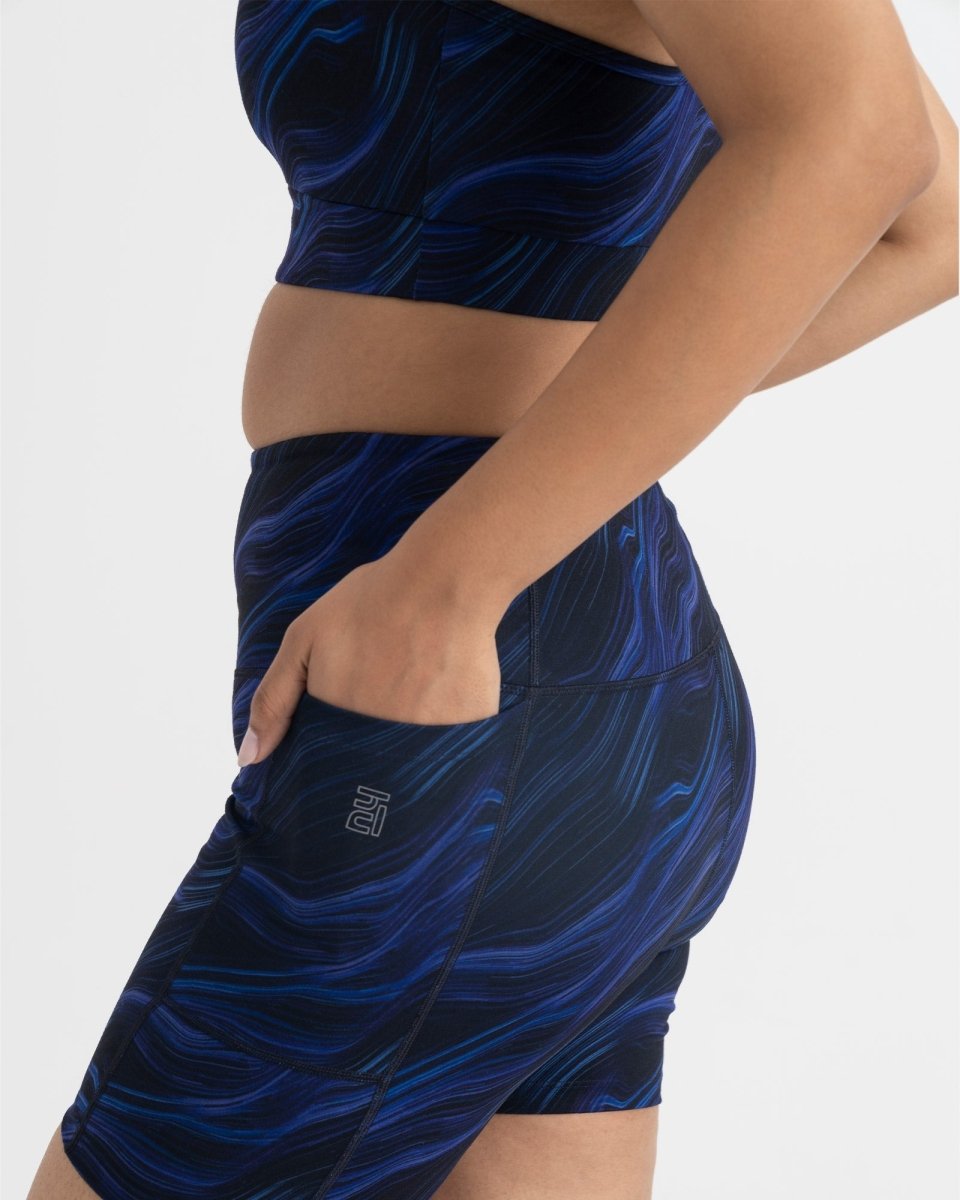 Cosmic Waves Cycling Shorts and Sports Bra Co-ord Set