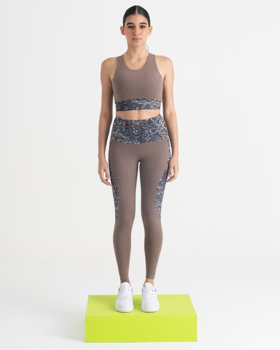 Majestic Flora 7/8 Leggings and 2-in-1 Crop Top Co-ord Set