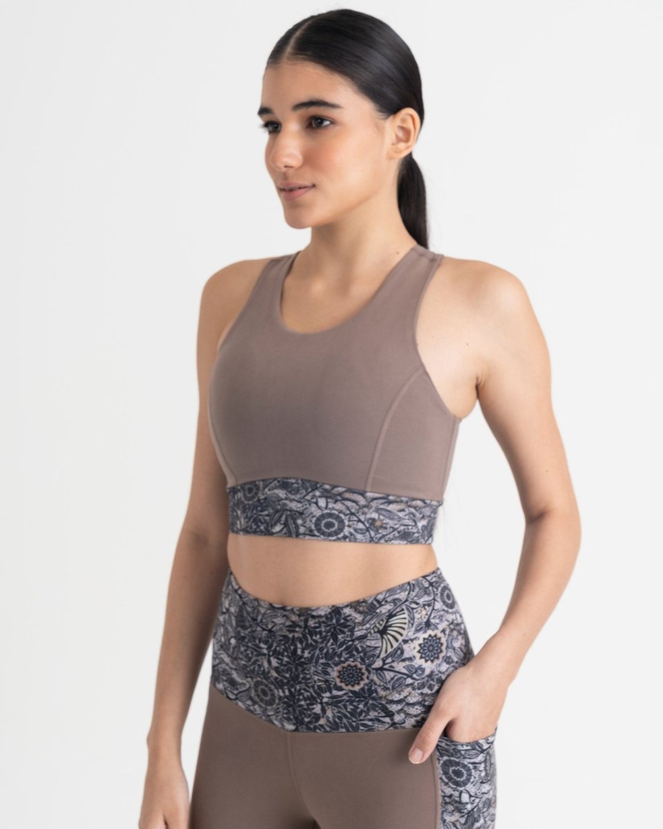Majestic Flora 7/8 Leggings and 2-in-1 Crop Top Co-ord Set
