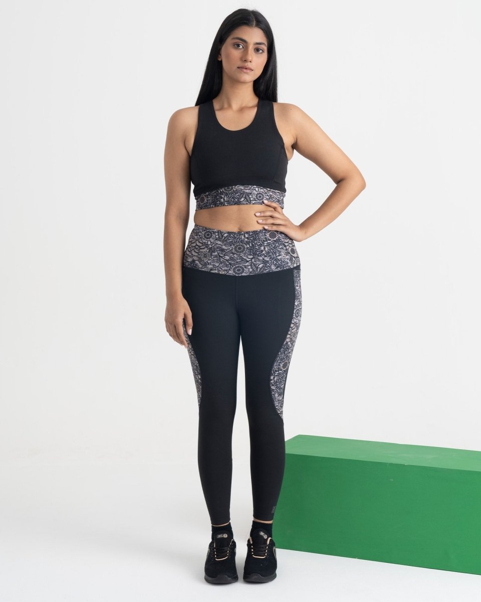 Majestic Flora 7/8 Leggings and 2-in-1 Crop Top Co-ord Set