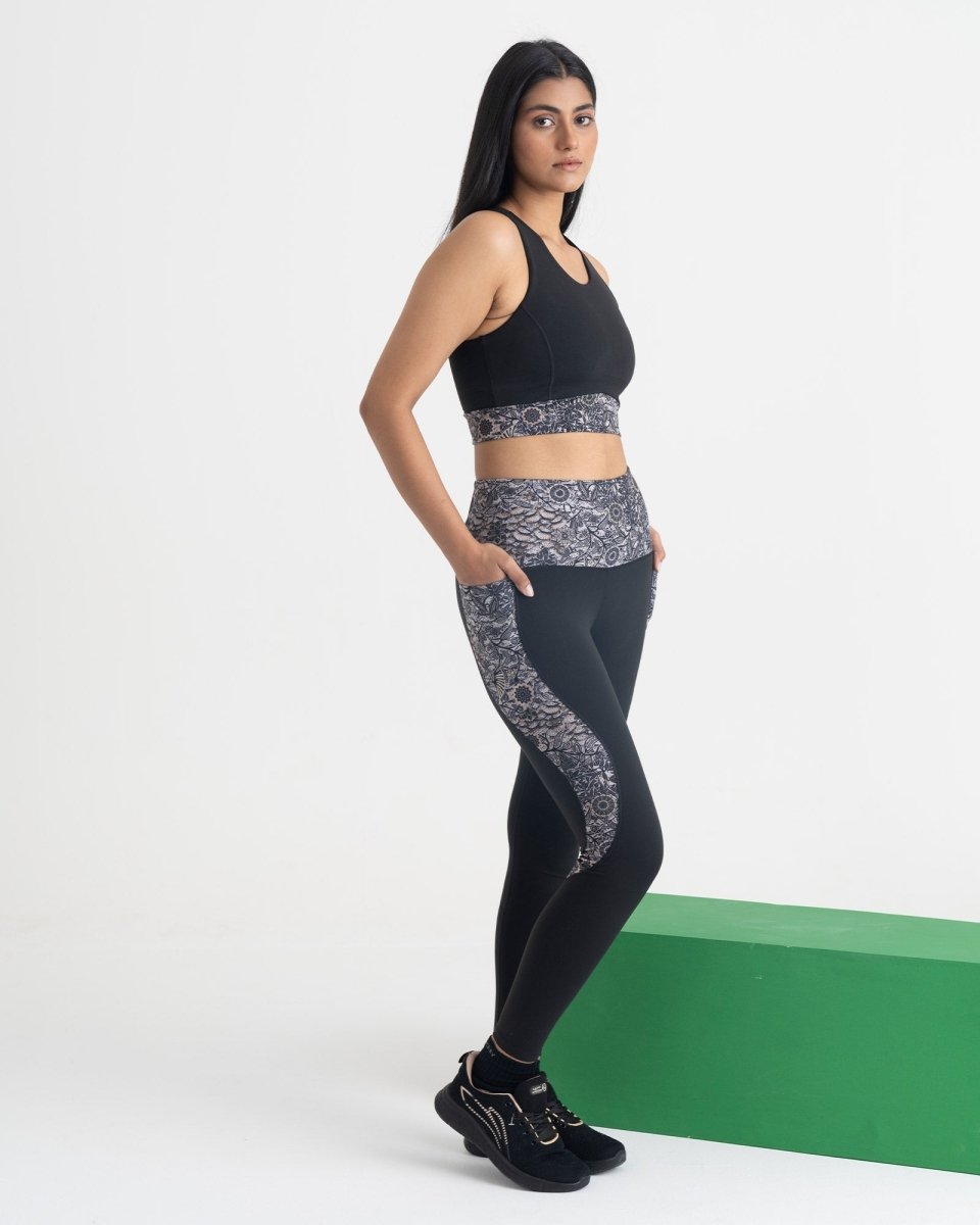 Majestic Flora 7/8 Leggings and 2-in-1 Crop Top Co-ord Set