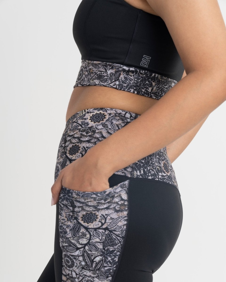 Majestic Flora 7/8 Leggings and 2-in-1 Crop Top Co-ord Set