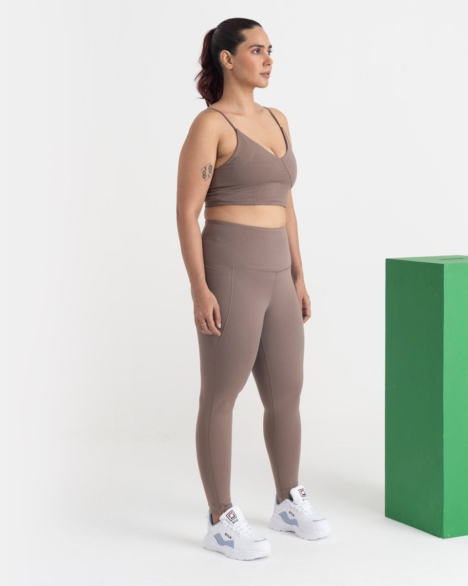 Zen Ankle Length Leggings and Padded V Neck Sports Bra Co-ord Set