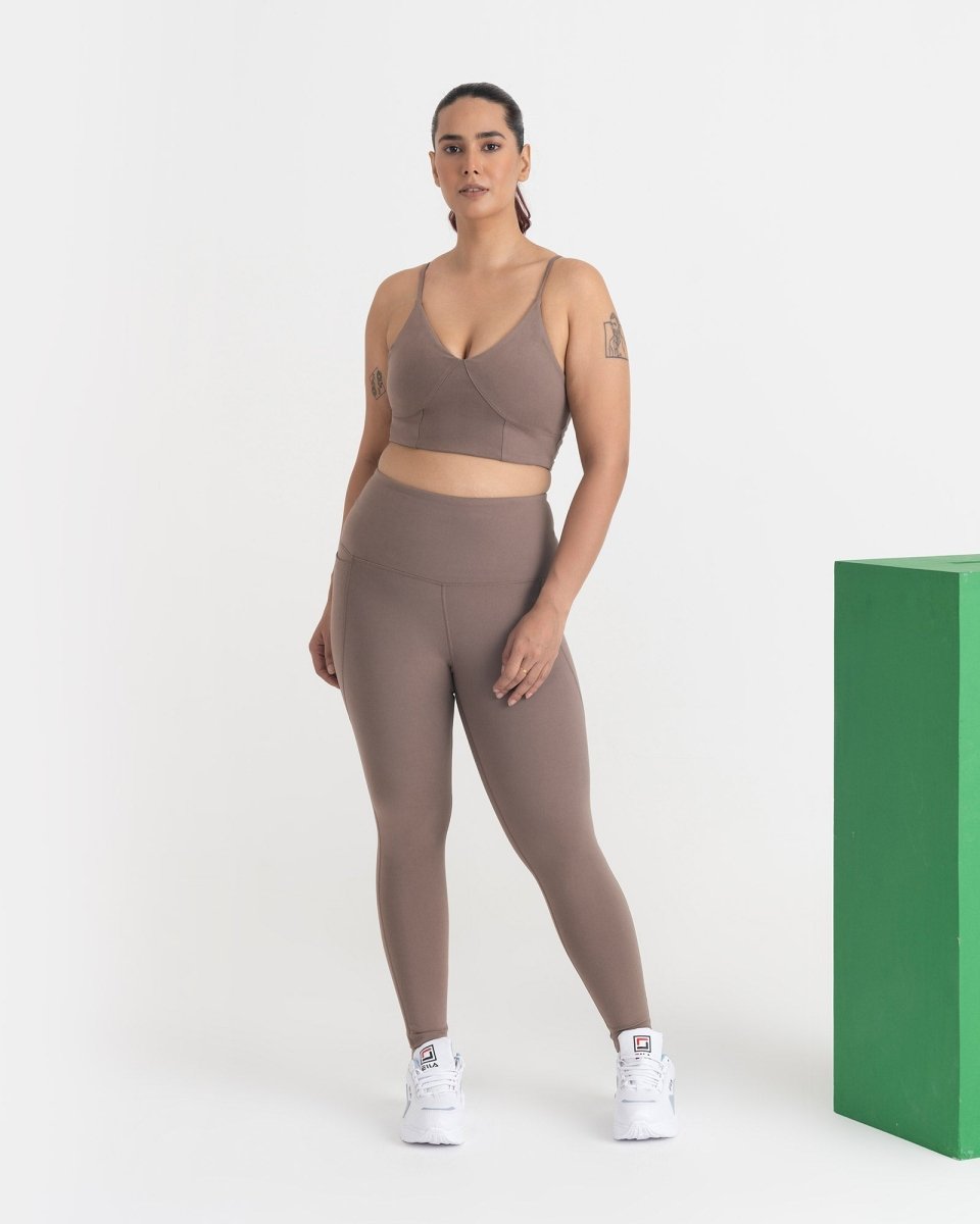 Zen Ankle Length Leggings and Padded V Neck Sports Bra Co-ord Set