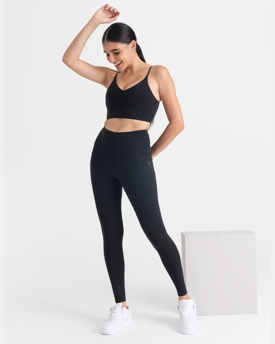 Zen Ankle Length Leggings and Padded V Neck Sports Bra Co-ord Set