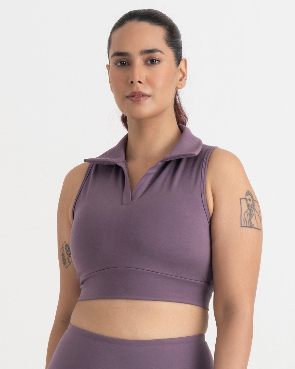 Zen Cheerful Skort and Polo-Neck 2-in-1 Crop Top Co-ord Set