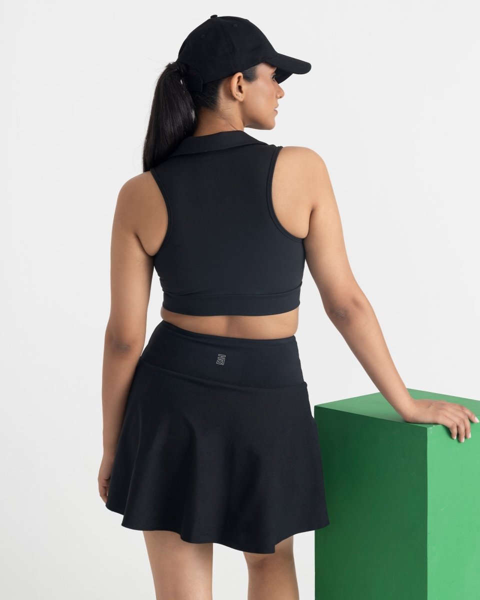 Zen Cheerful Skort and Polo-Neck 2-in-1 Crop Top Co-ord Set