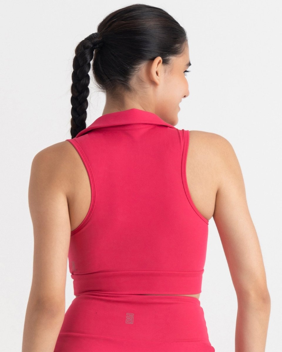 Zen Cheerful Skort and Polo-Neck 2-in-1 Crop Top Co-ord Set