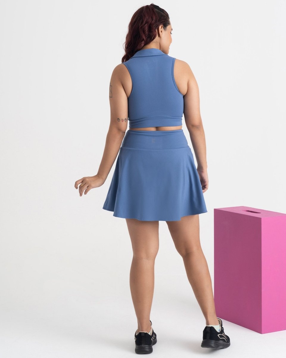 Zen Cheerful Skort and Polo-Neck 2-in-1 Crop Top Co-ord Set