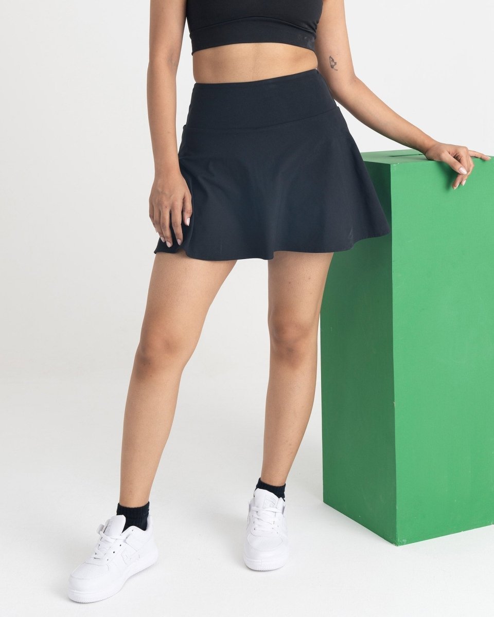 Zen Cheerful Skort and Polo-Neck 2-in-1 Crop Top Co-ord Set
